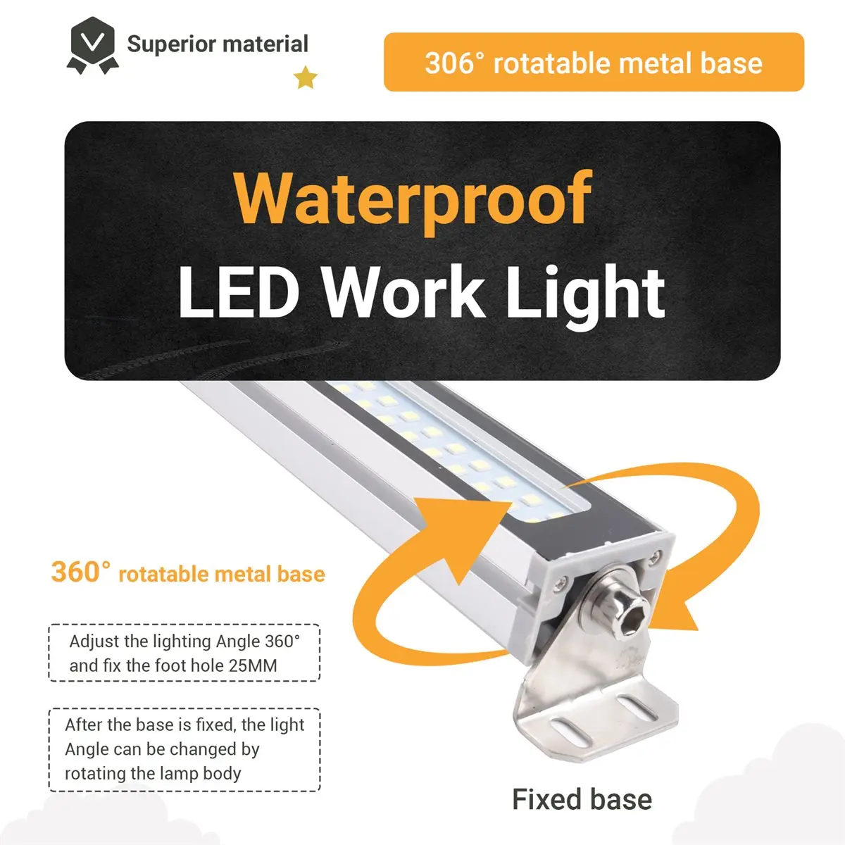 AA19 22cm AC110-230V Workshop Lathe LED Light CNC Machine Tool Work Light Waterproof Sewing Lighting Aluminum Alloy Lamps