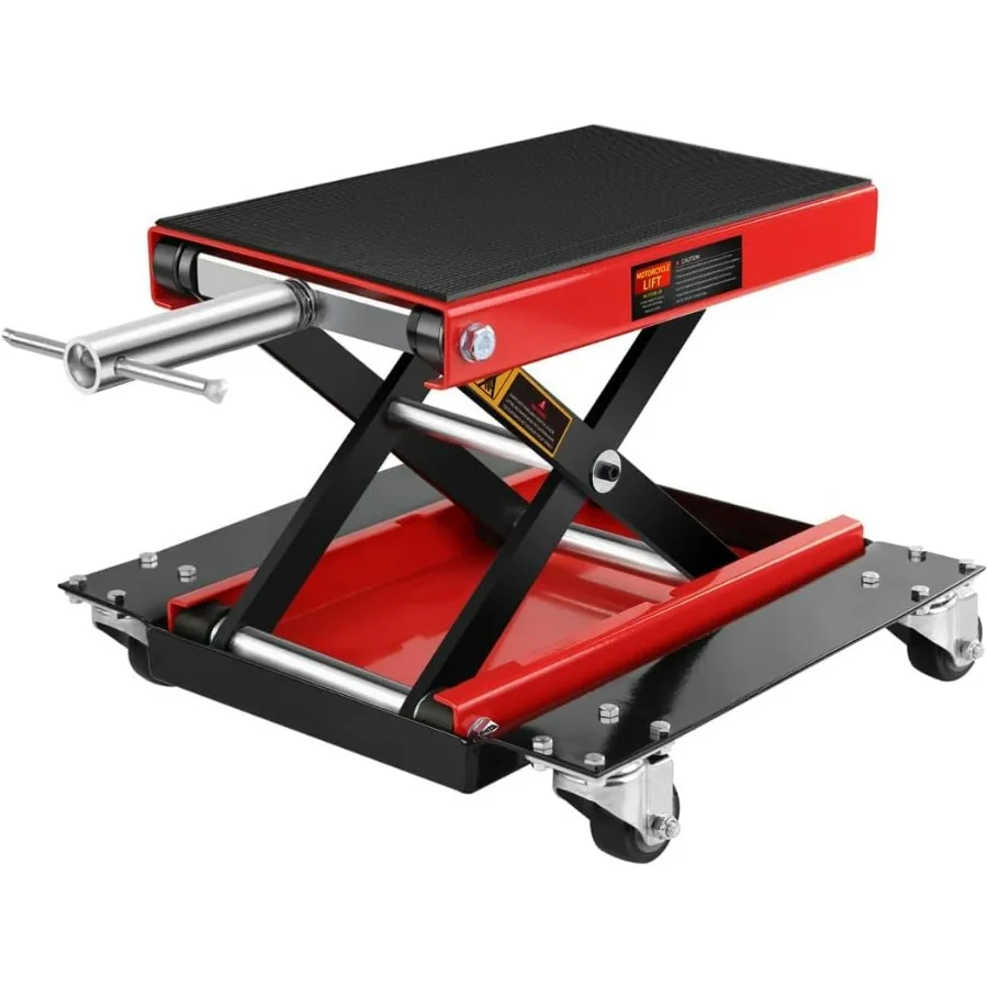 

1100 фунтов мотоциклетный ножничный подъемник с колесами Долли, рукоятка, сверхмощная регулируемая подставка для велосипеда со складным нескользящим P