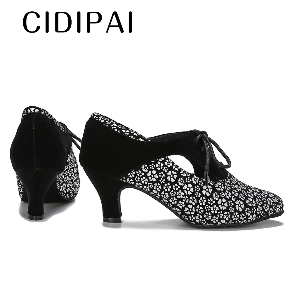 CIDIPAI Baotou Latin Dance Shoes Cuban heel Heel Ballroom Dancing Shoes Jazz Salsa Modern Shoe Soft Sole Party Dance Shoes