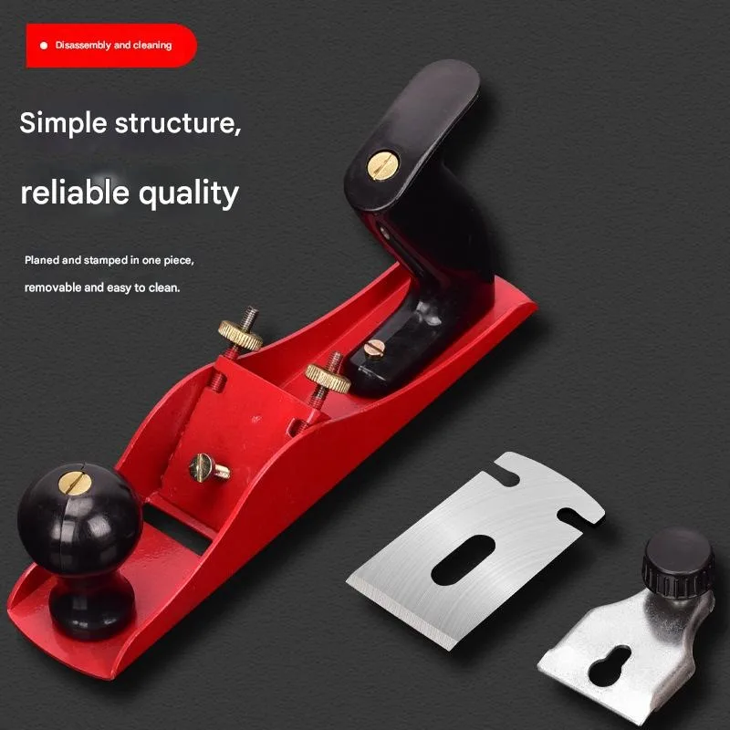 Basics Woodworking Hand Planer Adjustable Bench Plane with Blade for Wood Smoothing Yellow/Black for Woodworking and Trimming.