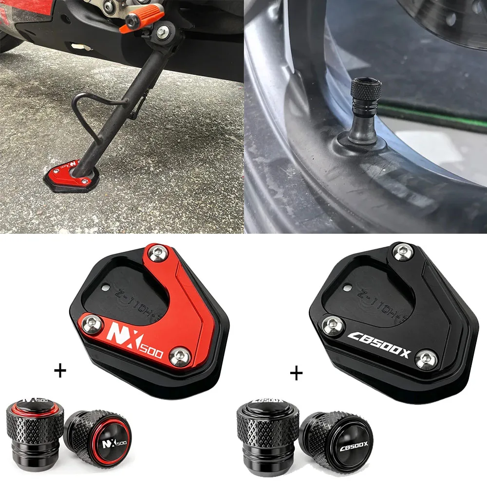 For Honda NX 500 NX500 NX400 2023 2024 2025 CB 500X CB500X Motorcycle Extension Pad Side Stand Foot Kickstand Tire valve caps