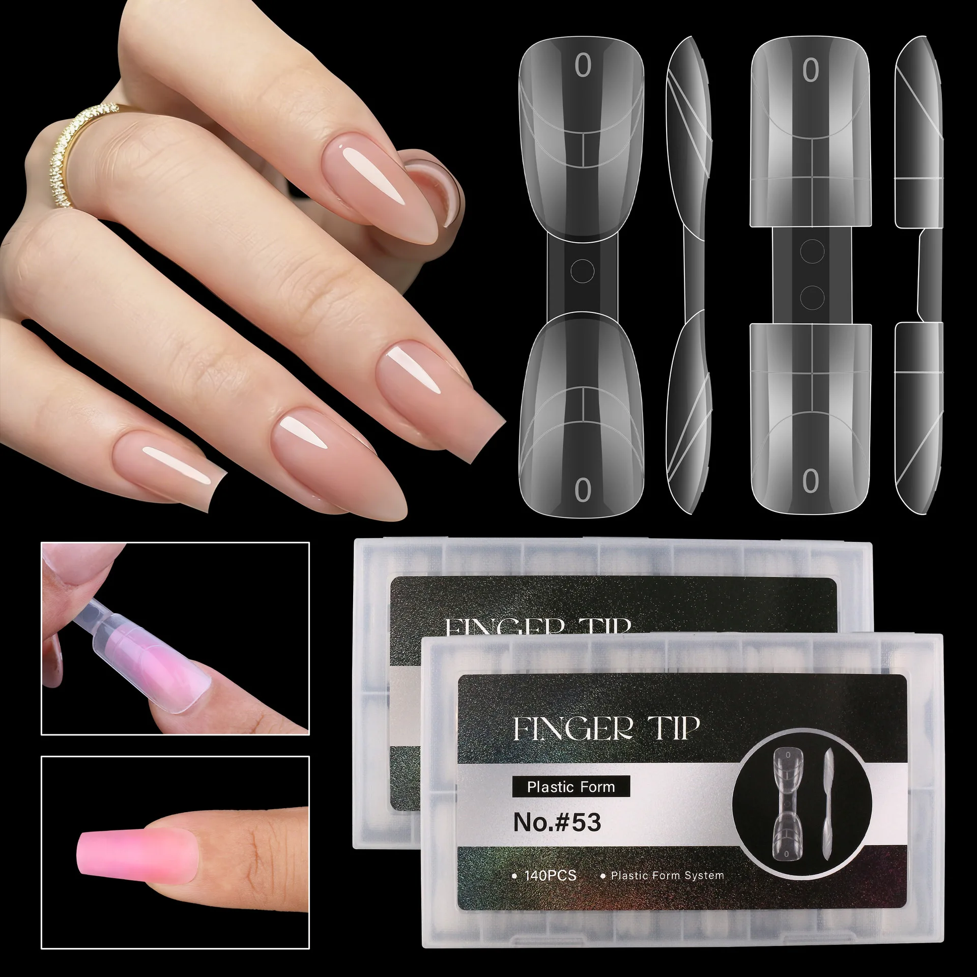 

2in1 Matte Surface Nail Dual Forms 140Pcs Dual-headed Nail Mold for Quick Nails Extension Plastic Form Salon Nail Art Tools