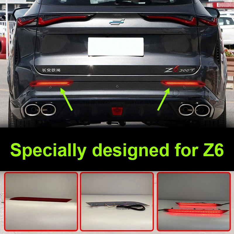 2pcs for Changan OSHAN Z6 2022 2023 Retrofitting Rear Bumper Light LED Streaming Rear Fog Brake Navigation Light Ochan z6