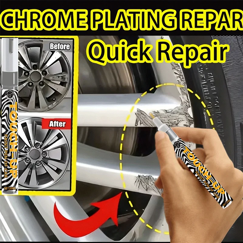 Silver Wheel Scratch Repair Pen, Suitable for All Car Models, High-Quality Paint, Long-Lasting Formula, Vehicle Maintenance