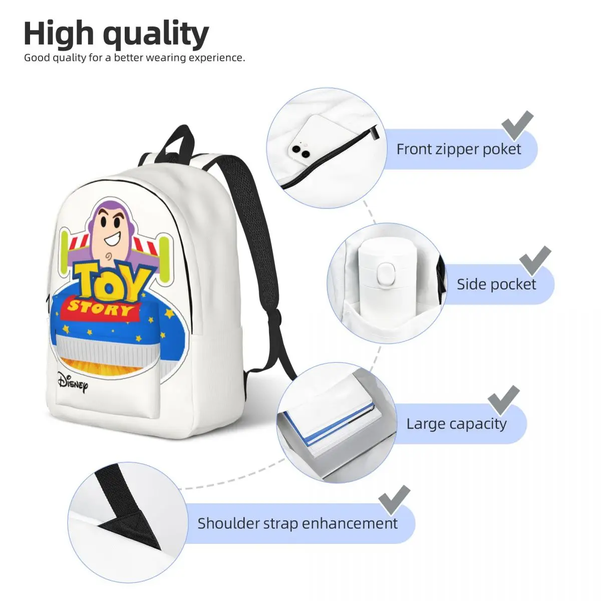 For Gifts Buzz Lightyear Zipper Closure Handbag Disney Toy Story Buzz Lightyear Personalised Office Staff Rucksack Weekend