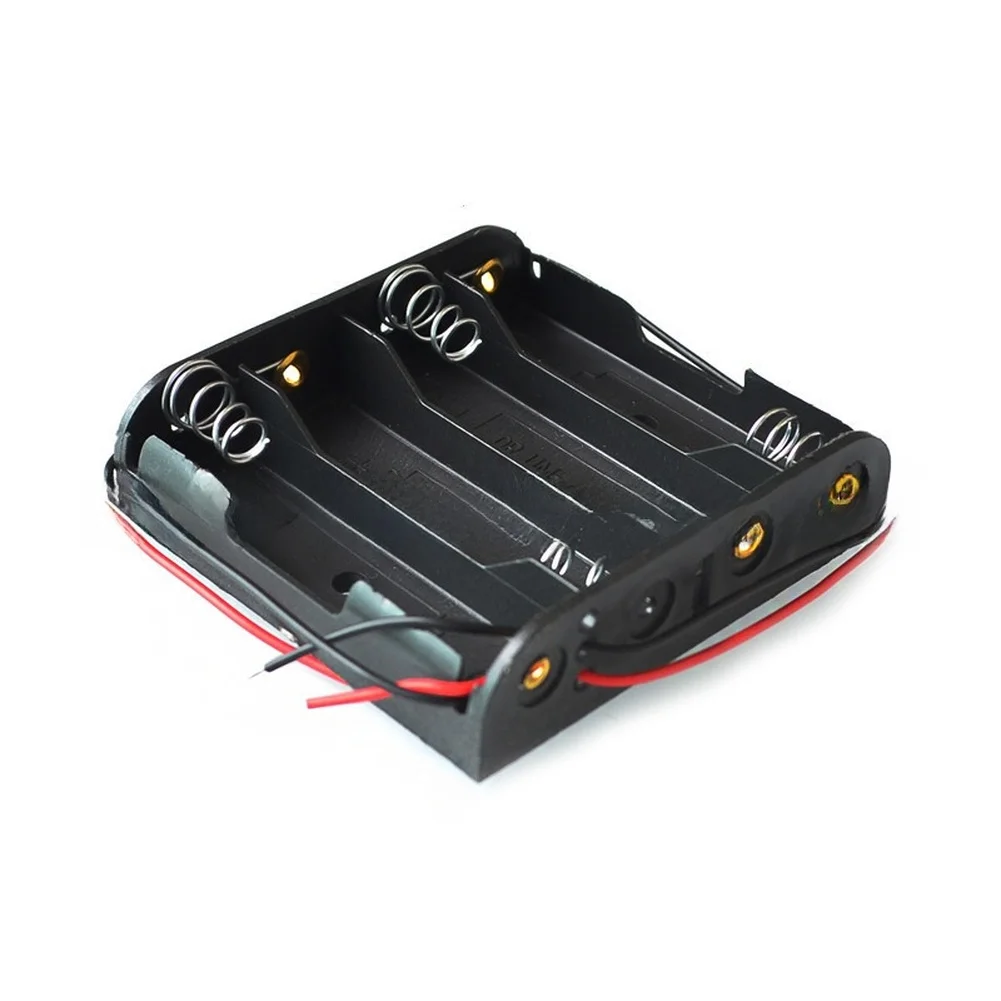 4 Section AA Battery Holder Plastic Storage Box Open Top Design Standard Size Accessory For Electronics Repair Tool Kit
