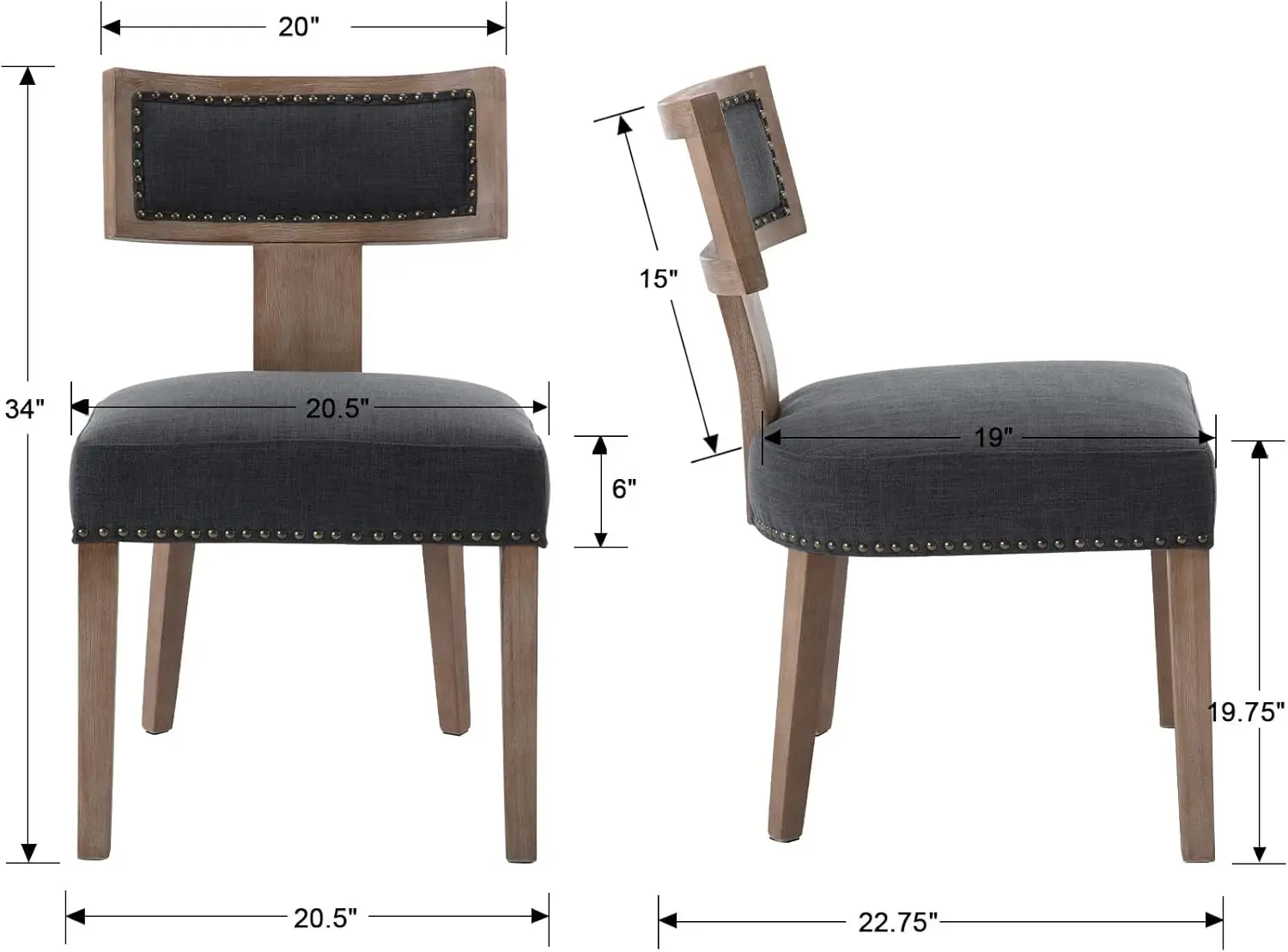 Sedie da pranzo moderne di metà secolo Set di 6 sedie laterali da cucina imbottite in tessuto di lino con finiture a testa di chiocciola, cucina moderna