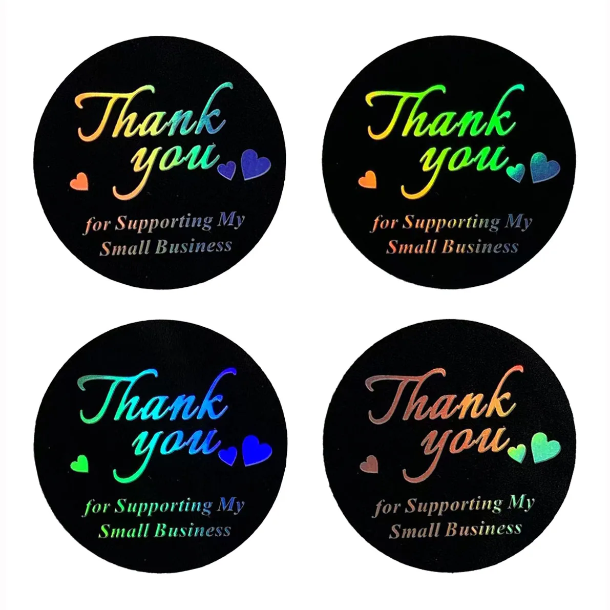 

500/1000pcs Laser Rainbow Thank You Rolls Label, Waterproof Round Sealing Stickers For Commercial Box Decor, Envelopes Packaging