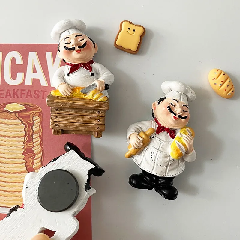European Chef 3D Fridge Magnets Hand Painted Handicraft Resin Refrigerator Magnets Sticker Souvenirs Gift Home Decoration