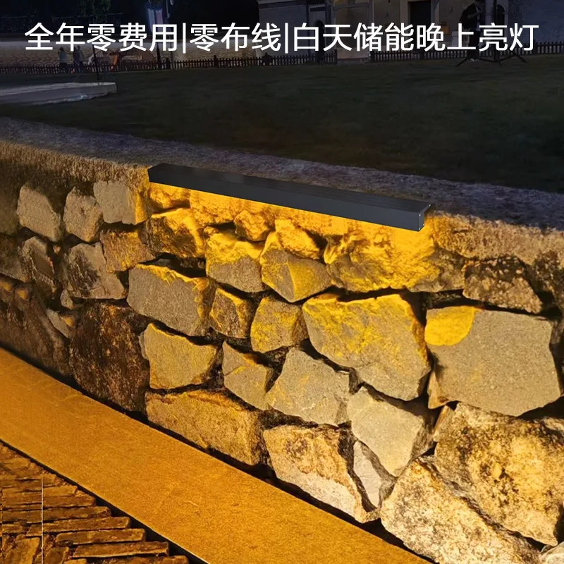Solar Linear Glass Fence Wall Wash Light Outdoor Lighting Landscape Lamp Waterproof Garden Decoration