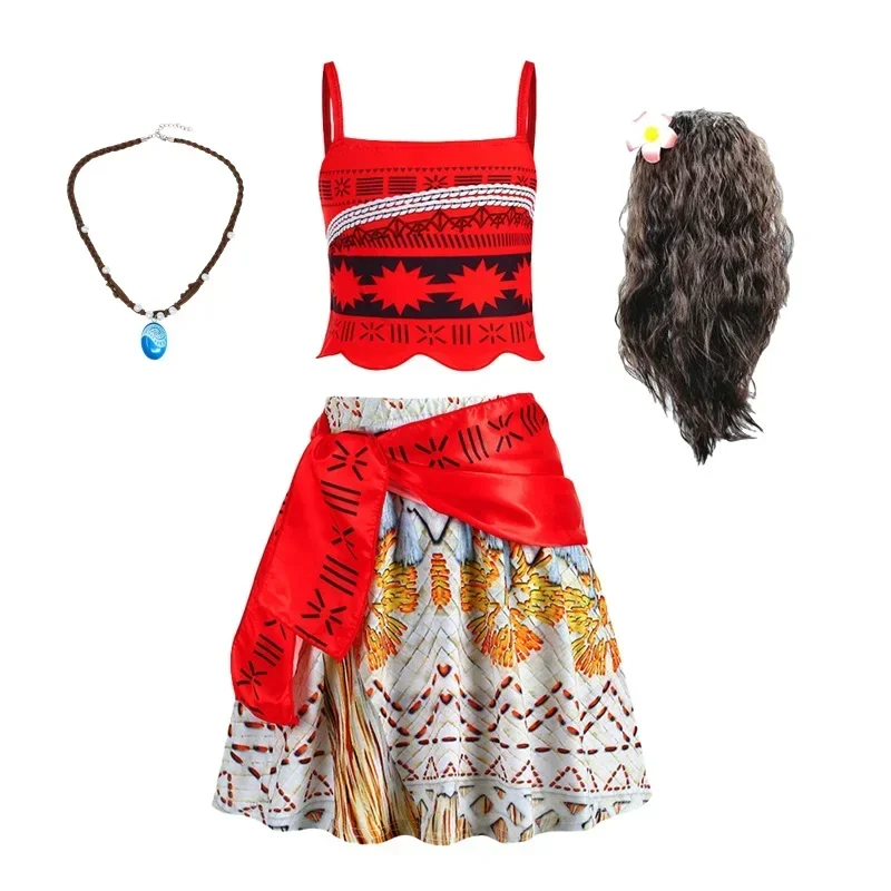 Ocean Adventure Cartoon Role Play Costume Moana Dress up for Girls Polynesian Style Vaiana Princess Costume Halloween 3-8Yrs