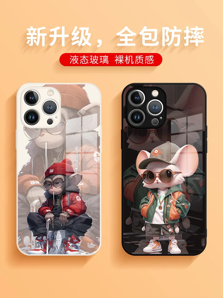 Iphone 14Plus American Hip Hop Phone Case Zodiac Iphone 15 Premium 13 Promax Tiger Monkey 12 Prom Cool Ip11pm Men's New XS