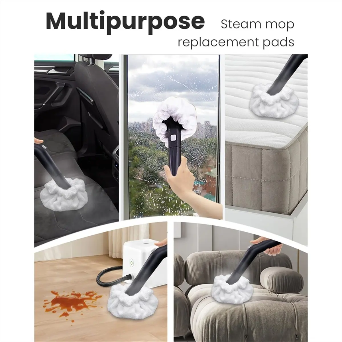 ABGU Steam Cleaner Accessories, Small Bonnets (Triangle) for Neat Steam Cleaner, Reusable Steam Mop Pads