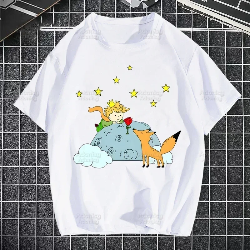 Little Prince Earth Space Y2K Art Harajuku Kawaii T-shirts Funny Hip Hop Summer Women Men Tshirts Streetwear Ulzzang T-Shirt