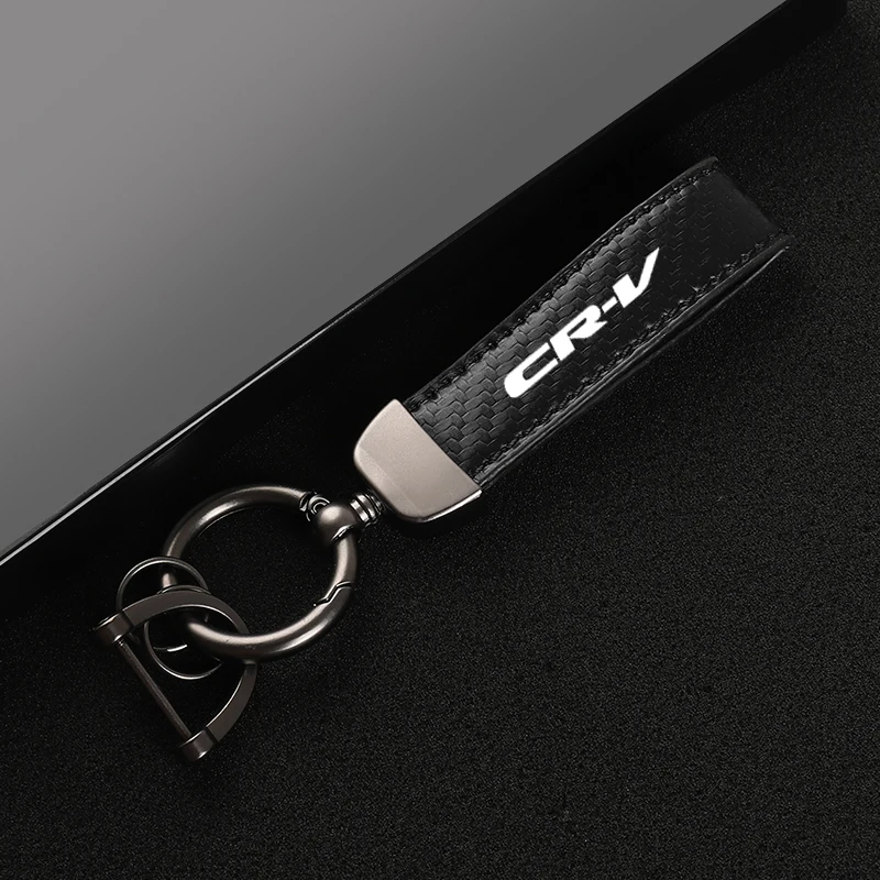 Leather Carbon Fiber Car Rings Keychain Zinc Alloy Keyrings For  Honda CRV CR-V 2014 2017 2019 Leather car accessories