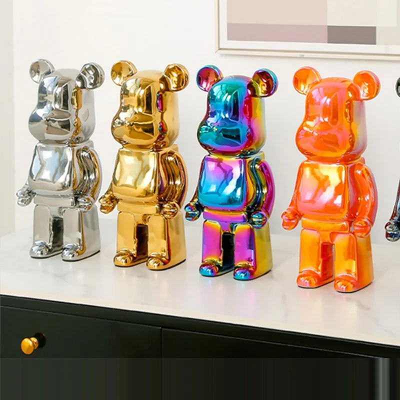 400% Bears Figurines Ceramics Violent Bear Piggy Bank Statue Kawaii Cartoon Figure Office Book Shelf Ornament Home Decorations