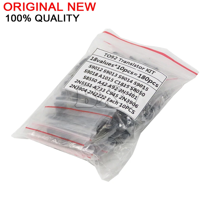 18ValuesX10PCS=180PCS 2N2222 S9012 S9013 S9014 A1015 C1815 S8050 S8550 TO-92 Transistor Component Assorted Kit PUMUDDSY New