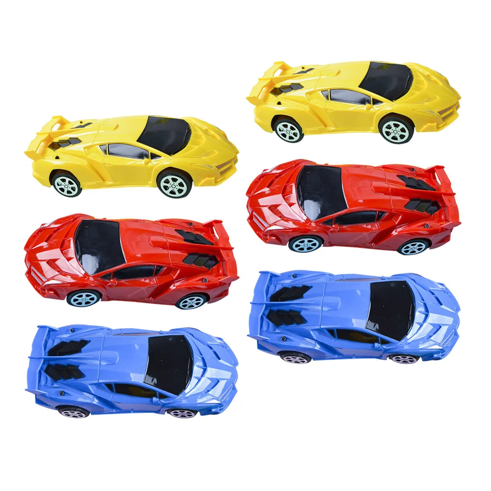 6Pcs Cartoon Push Car Friction Powered Inertial Vehicle Set Bright Color Compact Design Fun Interactive for Children