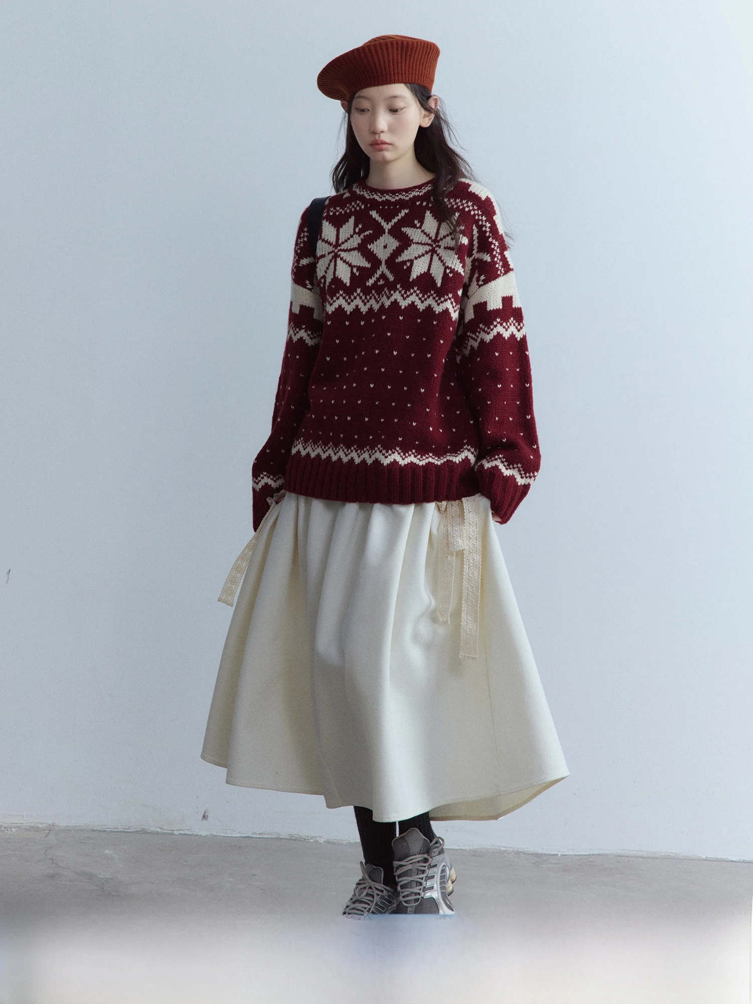 

Fussed Urban Collection Vintage Fair Isle Sweater 00 Wool 3 Needle Cherry Red Cisas Elf Winter Thiened Long Sve rou...