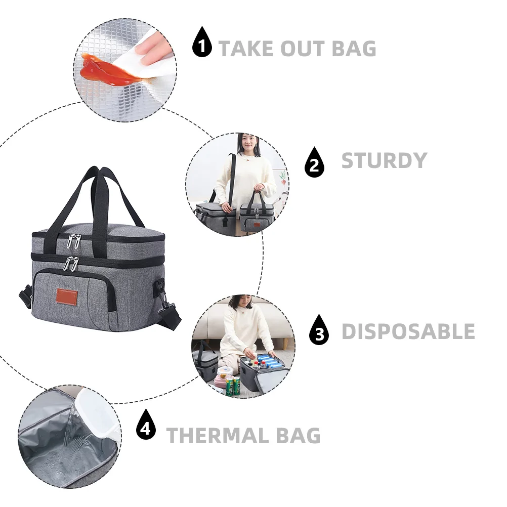 Insulated Meal Tote Bag Premium Thermal Lunch Carrier Bento Handled Keep Warm Fresh Preservation Food Delivery Portable Take-Out