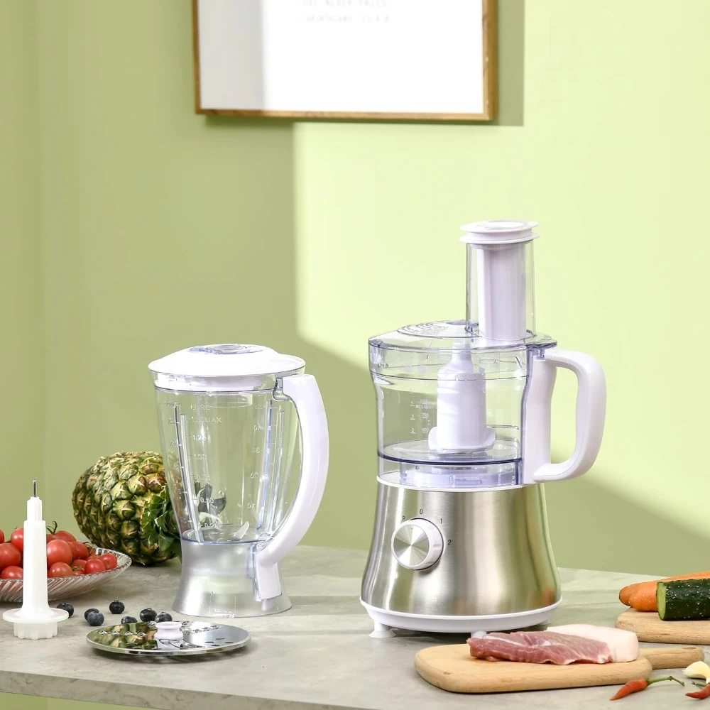 2 in 1 Juicer Machine, Food Processor Combo, 500W, 1.5L Blender Jug, 3 Blades, Food Mixer  Mixeur Blender, Desktop Juicer