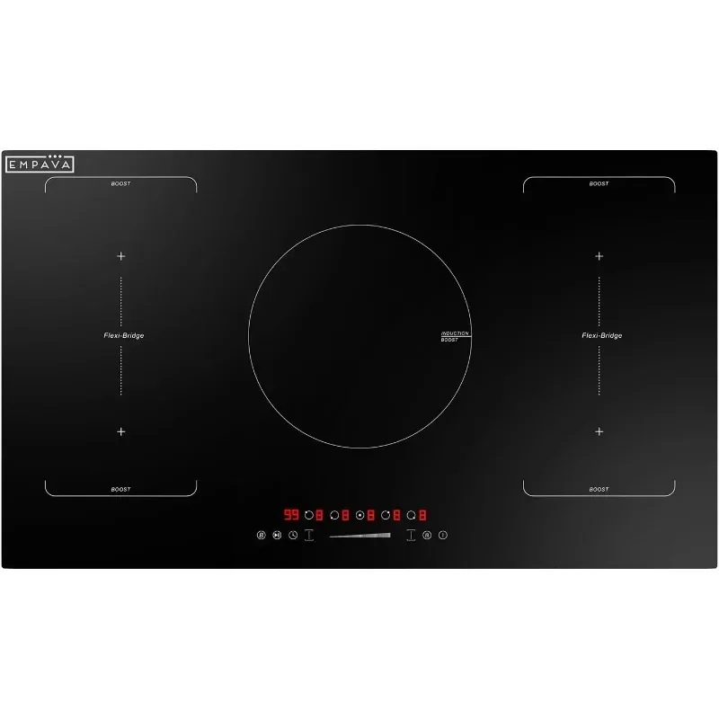 Empava Induction Hob Electric Cooktop, Flat Glass Top Stove with Burners Bridge Function, Timer, Pause, Child Lock, Shutdown