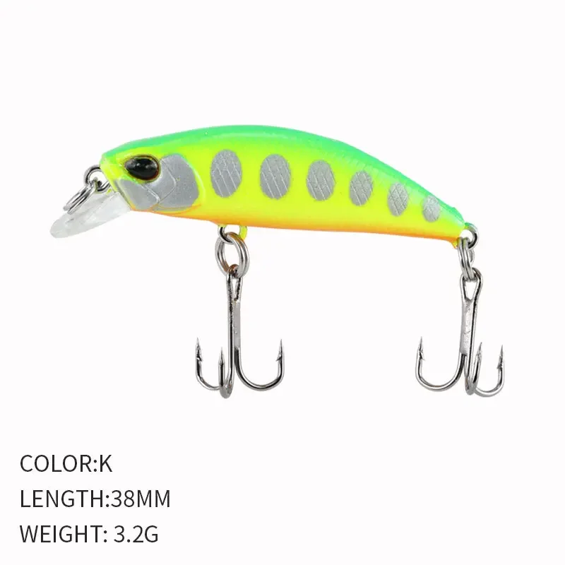 2024 Hot 38 mm 3,2 g Mini Sinking Minnow Angelköder Jerkbaits Peche Kunstköder Wobbler Köder für Forellenbarsch Karpfenangeln