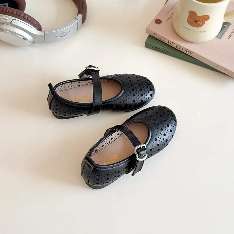 

Girls' Autumn New Children's Hollow Show Summer Princess Shoes Children's Soft-soled Single School Student Loafer