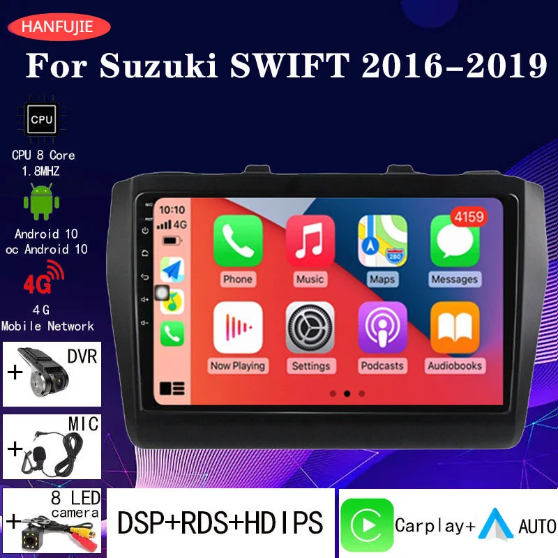 2 din 4+64G android 10.0 Car radio Multimedia Player Carplay Auto GPS navigation DSP NO DVD  For  Suzuki Swift  2017 2018 2019