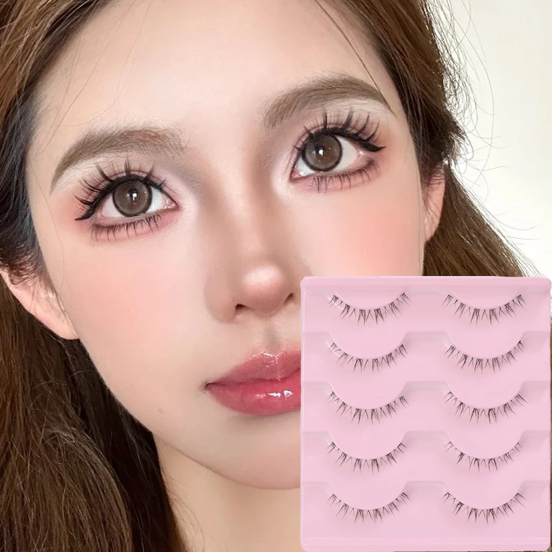 5 paia di ciglia ciglia inferiori naturali ciglia finte fatte a mano fascia trasparente fondo ciglia finte estensione trucco strumenti cosmetici