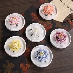 Handmade Ceramic Peony Flower Car Aromatherapy Diffuser Miniature Figurine For Home and Office Decor