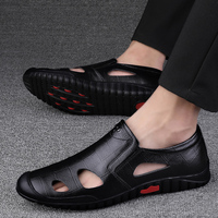 Summer Hot Selling Breathable Men's Sandals Beach Camping Shoes Hollowed Out Soft Soled Men's Leather Casual Shoes Anti Slip