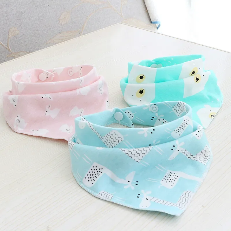 Baby Cotton Feeding Apron Triangle Bibs Girls Boys Cartoon Feeding Scarf Bib Collar Bib Burp Cloth Bandana Saliva Towel