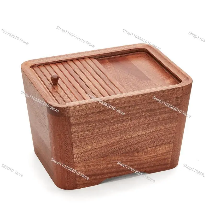 Solid Wood Food-Grade Rice Bucket, Airtight Insect-Proof & Moisture-Proof Rice Tank for Household Kitchen
