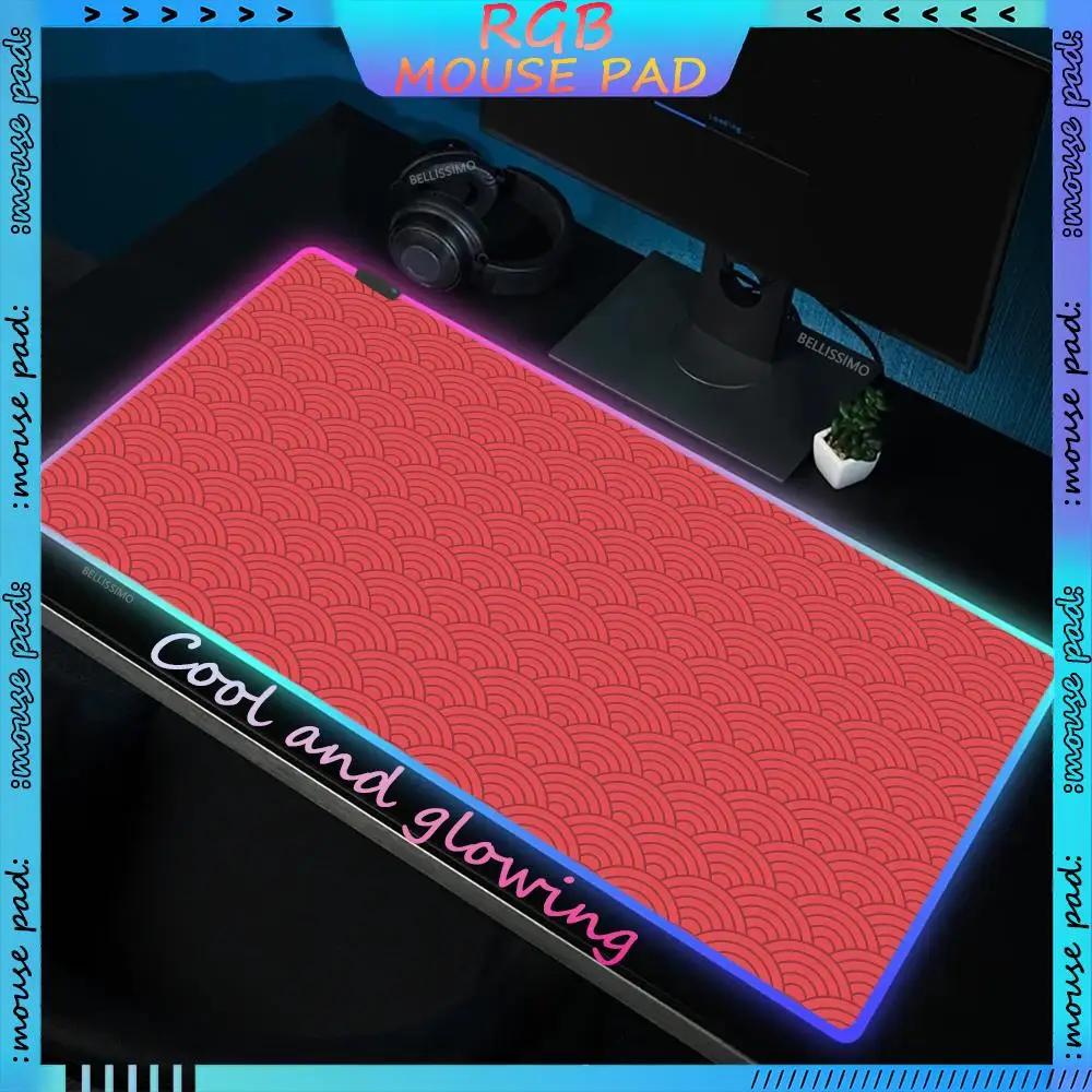 

Large RGB red XXL mouse pad Japanese sea game keyboard pad LED game computer pad luminous desk mats HD print backlit mouse pads