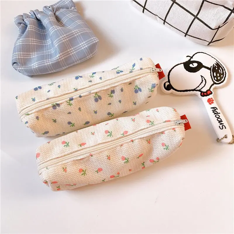 【Pink blue small print】Original Handmade Pen Bag Grocery Storage Bag in Stock Pencil Case Stationery Supplies Schools&Offices