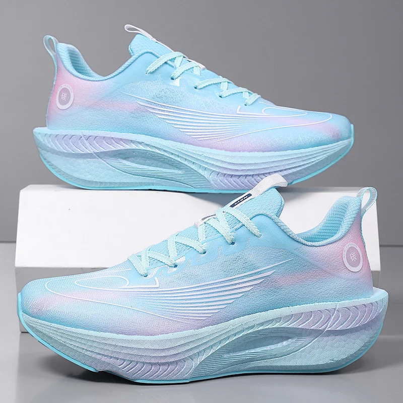 Zapatos para correr para hombre, entrenador de moda atlético, zapatillas de entrenamiento informales con amortiguación, malla transpirable para exteriores, carrera cómoda para caminar