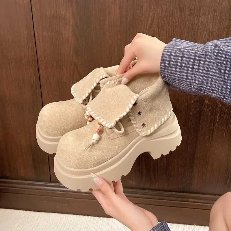 

Shoes for Women 2025 Fashion Autumn New Casual Versatile Women's Boots Sponge Bottom Lace Up/on Round Toe Women's Short Boots