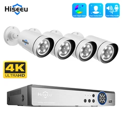 Hiseeu 4K 8MP POE sistema di telecamere di sicurezza AI Face Detection 8 porte 8CH NVR H.265 videoregistratore di sorveglianza CCTV IP Camera Kit