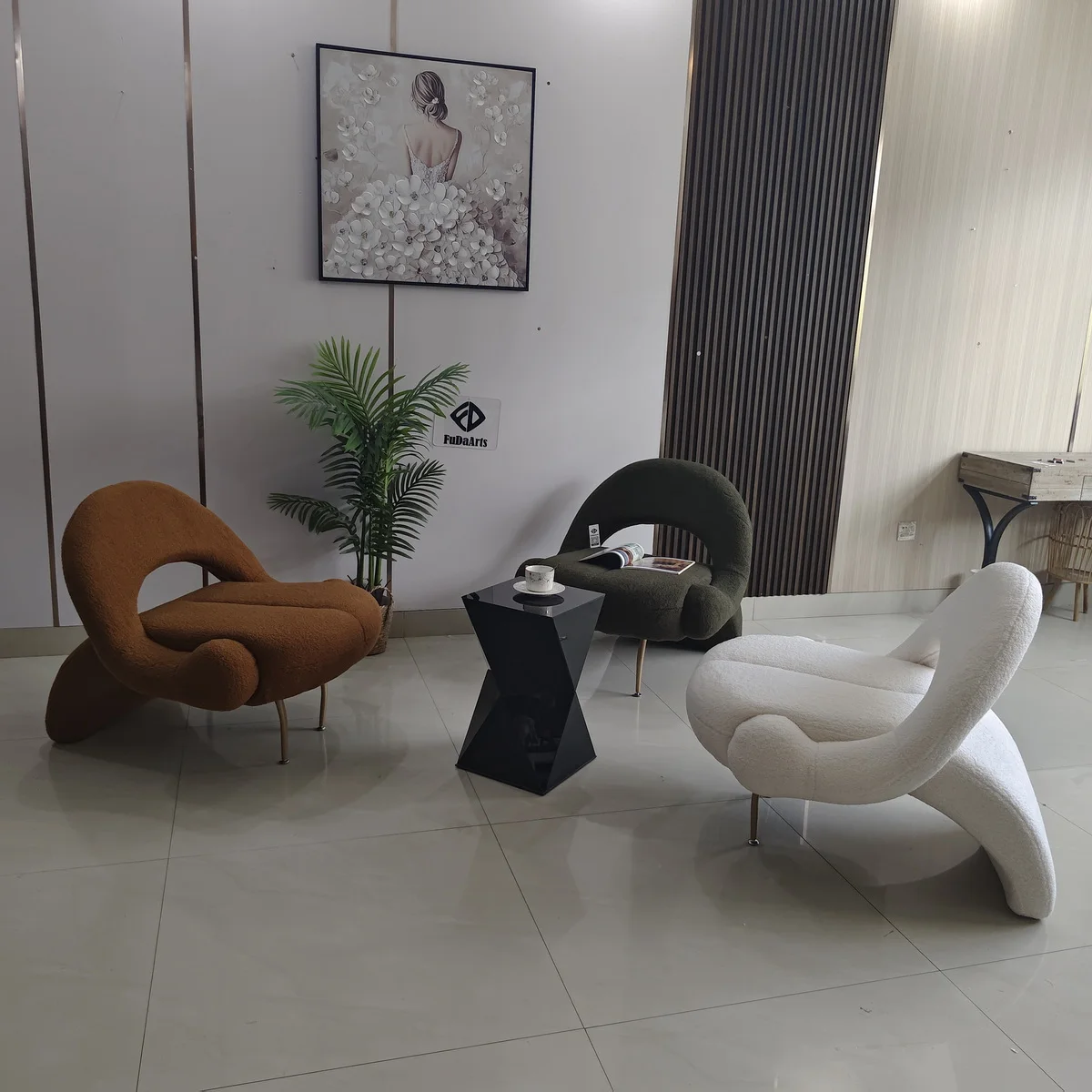 90X80X76CM Nordic designer irregular single sofa chair simple luxury swivel chair Internet celebrity petals fall