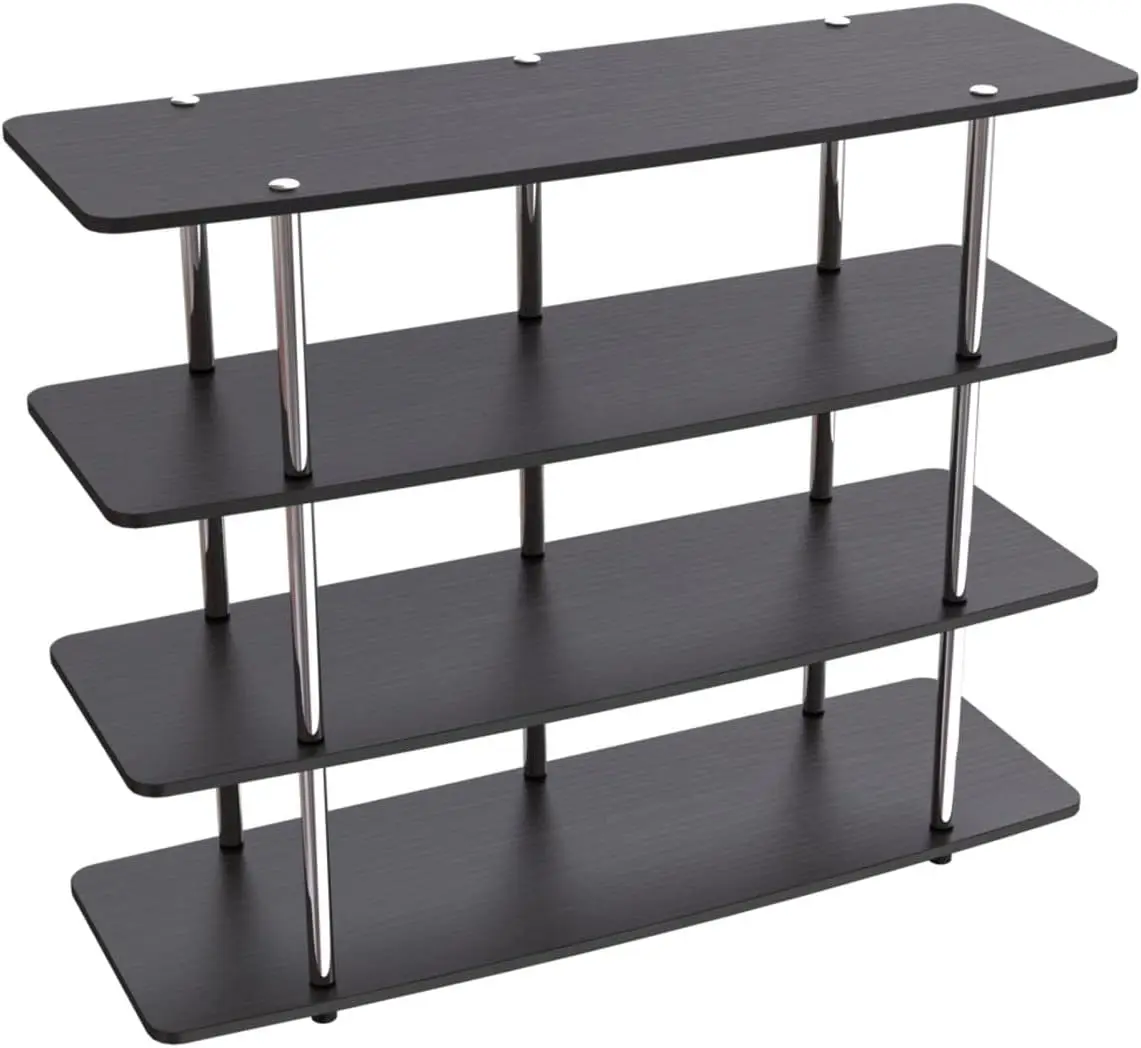 

4 Tier TV Stand Home_Furniture_and_Decor, 47.25"L x 15.75"W x 36.25"H, Black TV Stand for Living Room, Industrial TV Stand