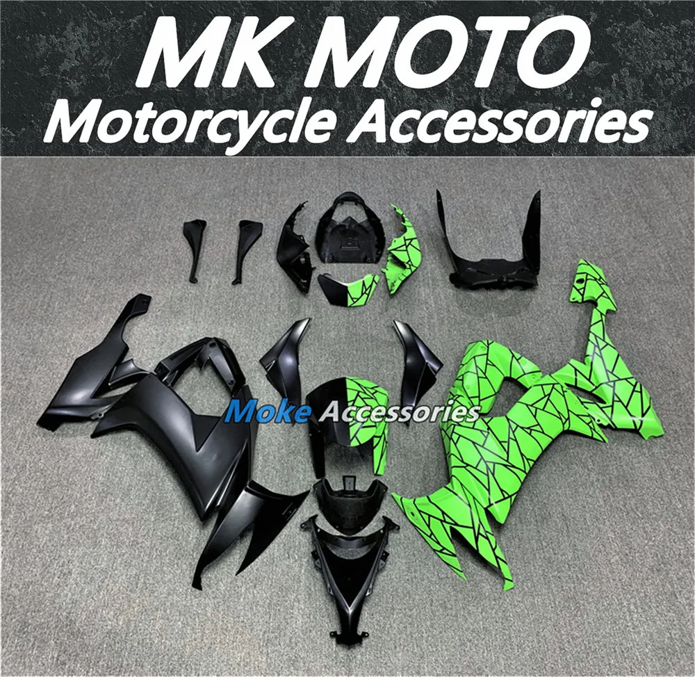 

Moke moto Motorcycle Fairings Kit Fit For zx-10r 2008 2009 2010 Bodywork Set High Quality ABS Sides Of Spider Web Black Green