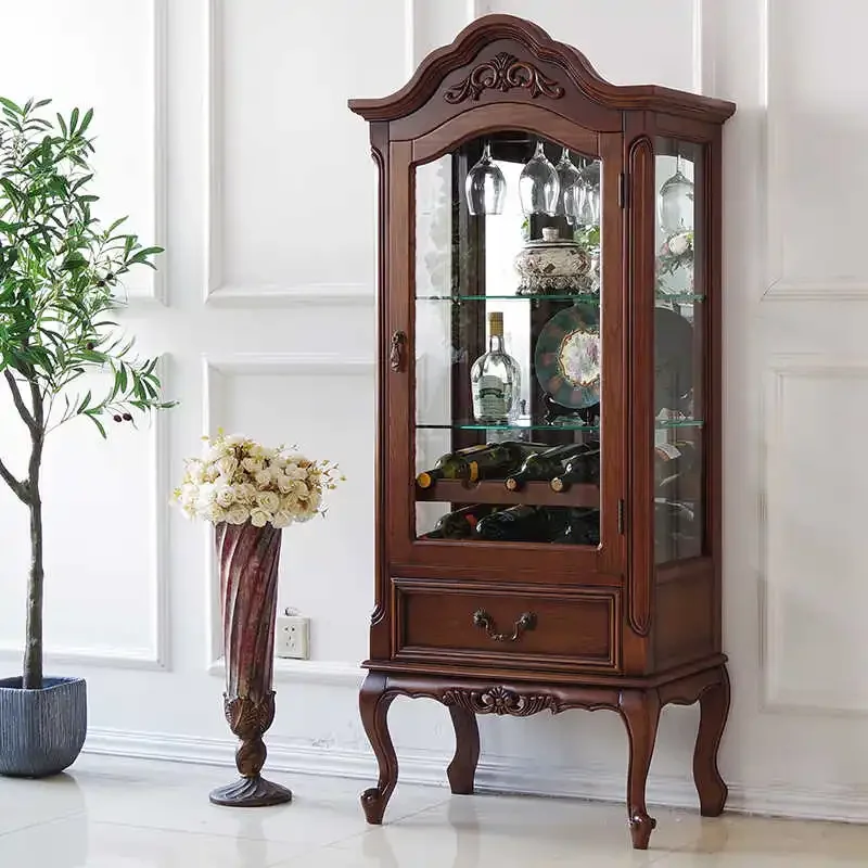 

American rural dining side cabinet European living room storage solid wood wine cabinet simple TV multi-function modern retro