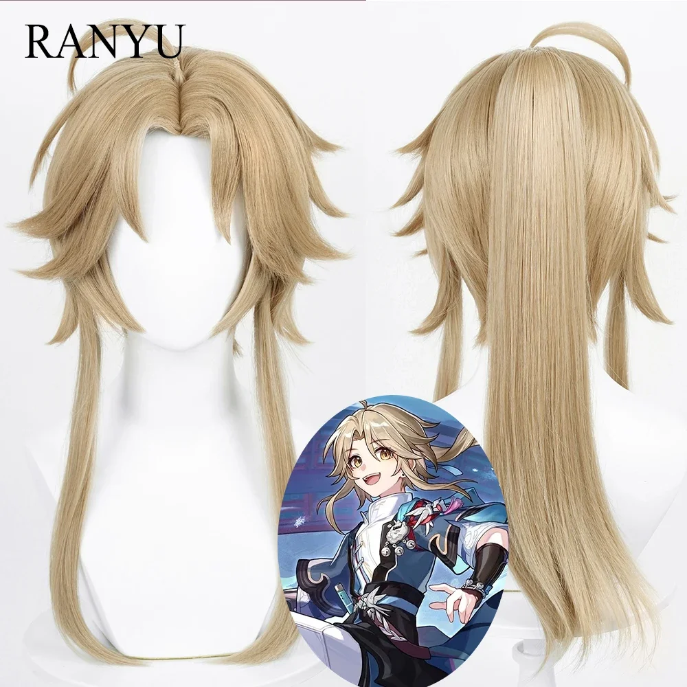 

RANYU Game Honkai: Star Rail Cosplay Yanqing Wig Long Synthetic Straight Linen Brown Ponytail Hair Heat Resistant Wig For Party