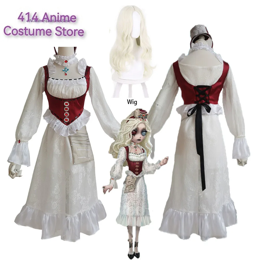 Anime Identity V Ada Mesmer Lila White Valentine's Day Dress Nifty Lovely Uniform Cosplay Costume Party Outfit Women