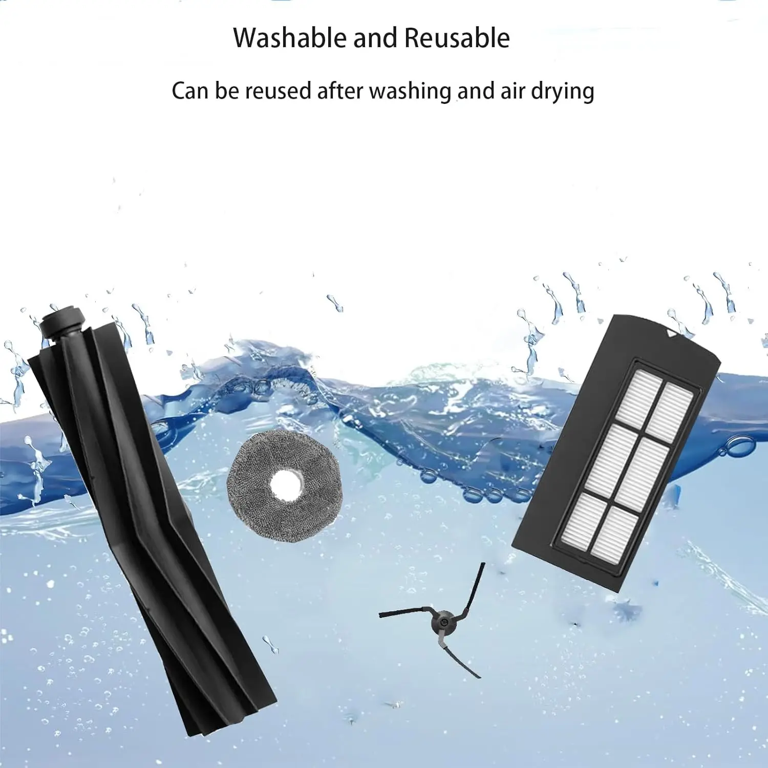 مجموعة بديلة لـ Eufy X9 Pro جهاز آلي لتنظيف الأتربة قطع غيار الفرشاة الرئيسية فرشاة جانبية فلتر HEPA ممسحة قماش الملحقات