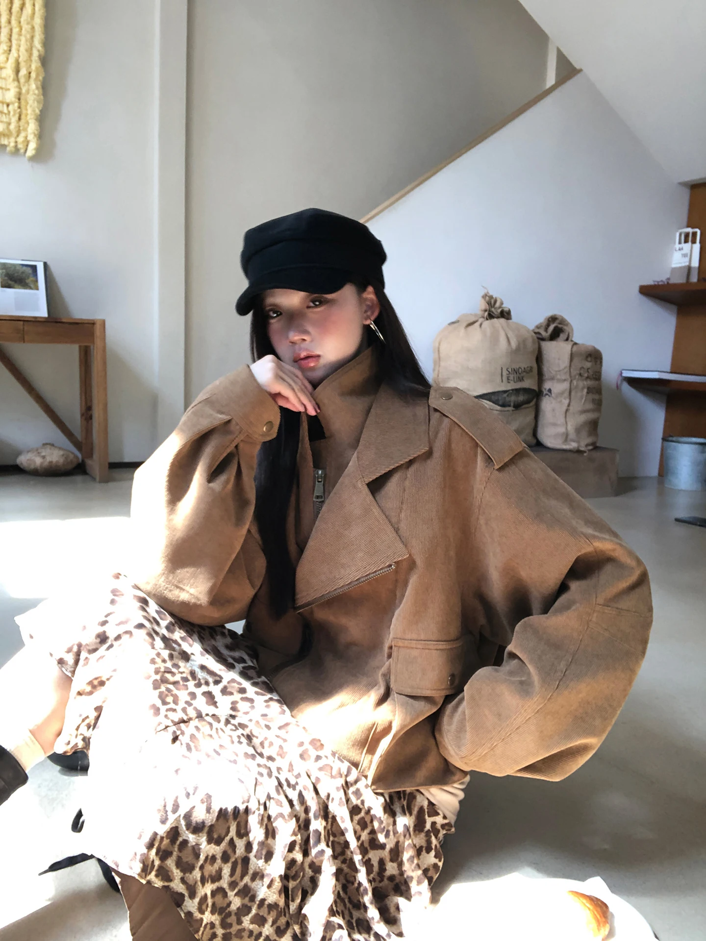 

Red Celebri Club Women's ort Cotton Jaet Autumn Winter Korean Sle Casual Warm Polyester Fiber Long Sve Zipper Coat