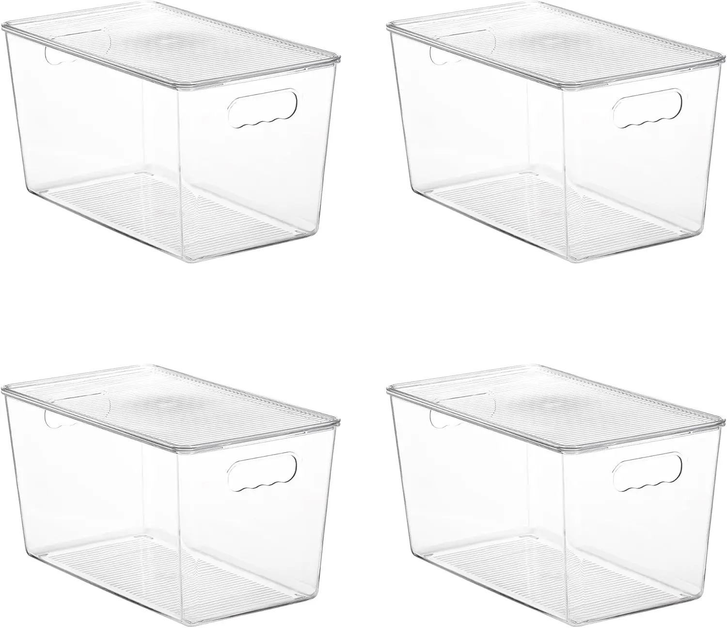 

4 Pack Clear Stackable Storage Bins with Lids,XLarge Plastic Containers with Handle for Pantry Organizer and Storage,Pe