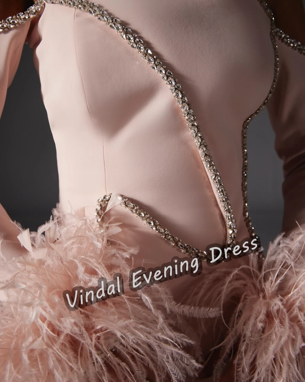 Vindal Evening Dress Off-the-shoulder Floor Length Mermaid Built-in Bra Elegant Crepe Long Sleeves Saudi Arabia For Woman 2024