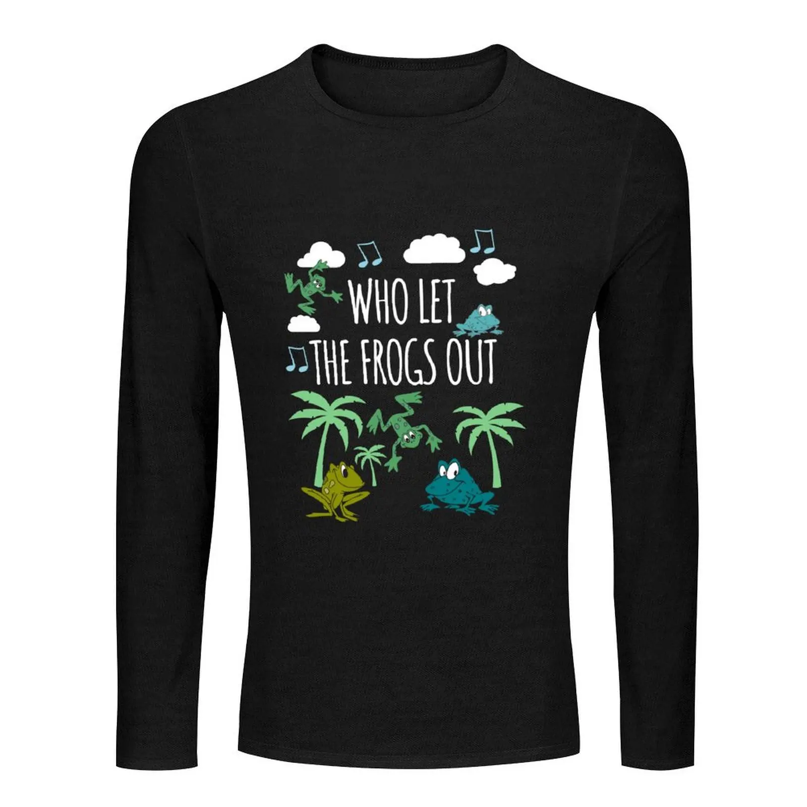 Funny Passover Seder, Who Let the Frogs Out, Passover Gift, Pesach Design Long T-Shirt cute tops mens graphic t-shirts